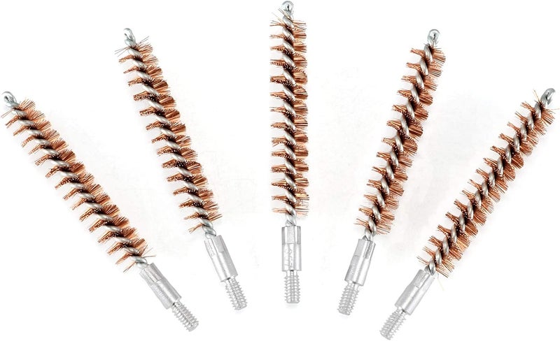 BOOSTEADY 5 Pcs Phosphor Bristle Bronze Bore Gun Cleaning Brush for Pistol Shotgun with 50 Professional Square Patches Multi-Caliber - Image 5